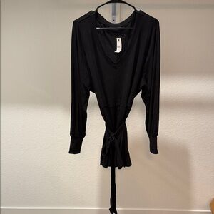 NWT Lane Bryant Black Long Sleeve Tie-Front Sweater Top